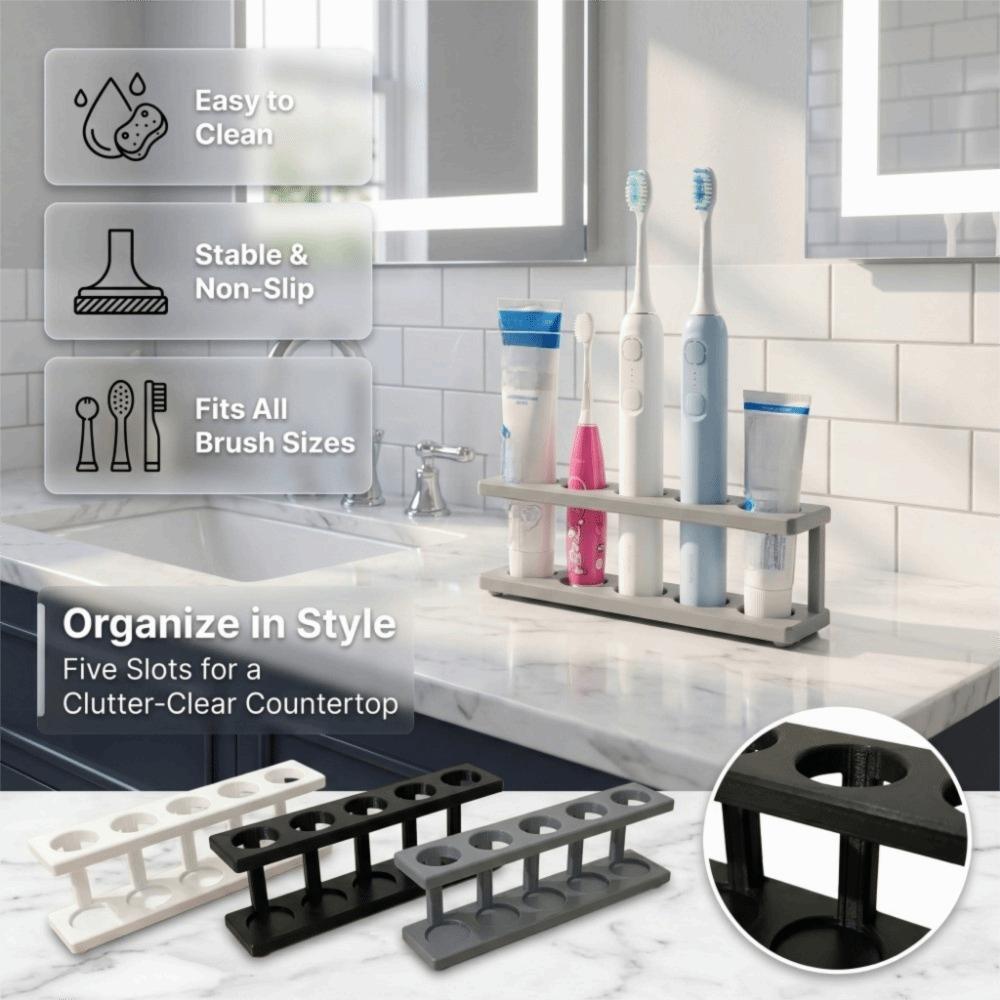 No Drilling Toothbrush Holder Multi-Slot Design Storage Rack Pencil Holder  Bathroom Countertop