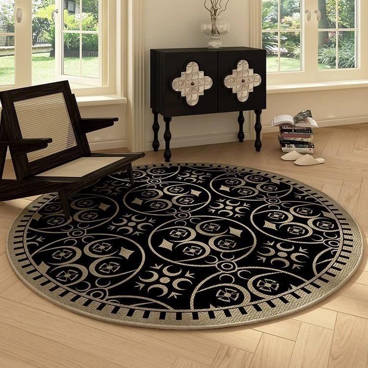 Carpet Living Room French Round Home Easy Care Crystal Velvet Carpet High Sense Bedroom Table And Chair Decorative Carpet
