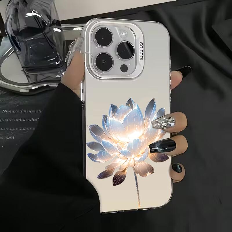 Luxury Lotus Flower Electroplate Silver IMD Case For Poco F5 X5 X6 Pro Mi 14 13 12 12T 13T Pro 11 Lite 5G NE Back Cover