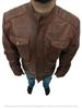 Handmade Men's Jacket Lambskin Brown Leather Racer Quilted Designer Biker Soft