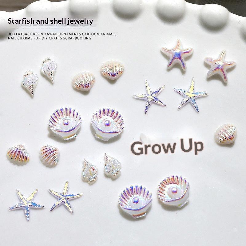 50Pcs Ocean Theme Nail Art Charms Mixed Starfish Seashell Decor Kit For Diy Manicure Nail Art Decor Accessories