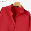 ZANZEA Womens Loose Turn Down Collar Long Sleeve Casual Button Blouse