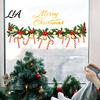 Festive Wreath Candy Cane Decor Merry Christmas Window Clings, Cute Garland Stickers with Canes, Balls, Berries Customizable Scene for Glass, Reusable