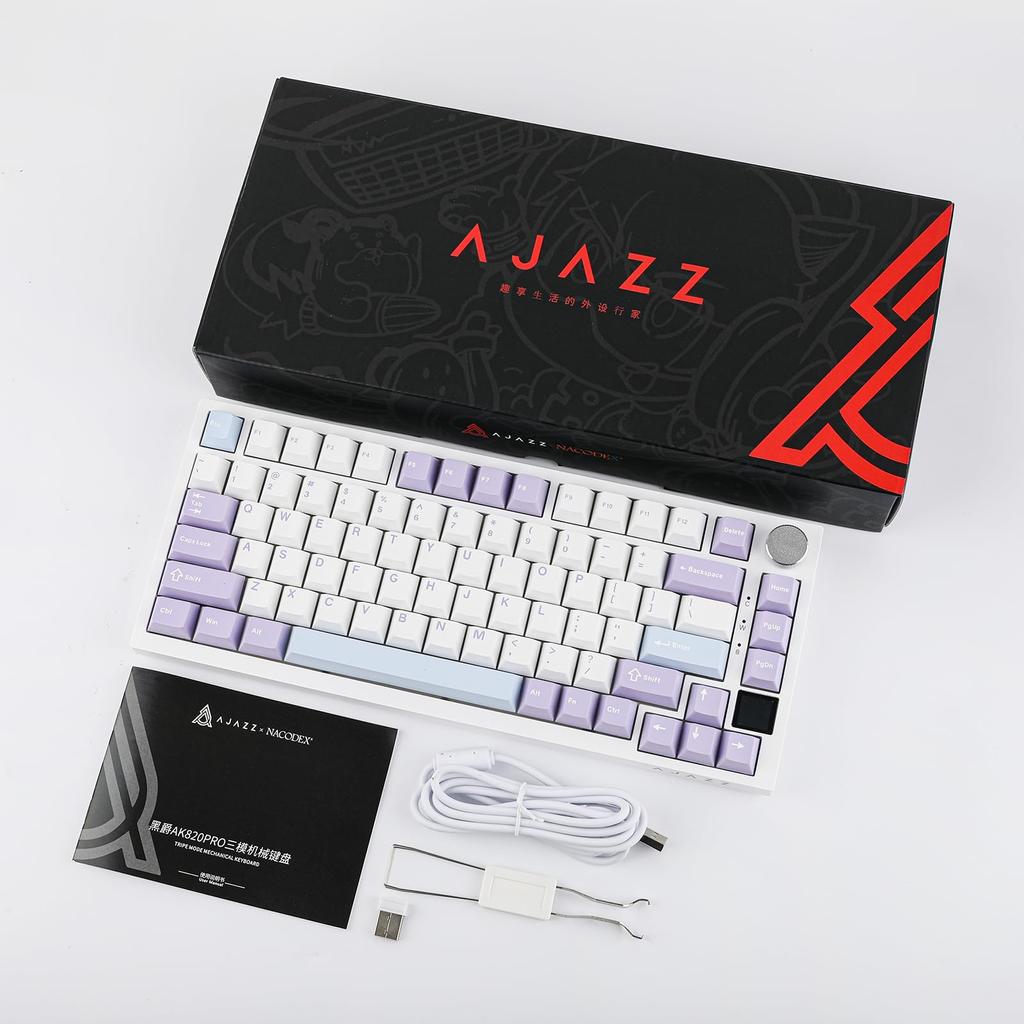 EPOMAKER Ajazz AK820 Pro Gaming Keyboard Equipped with Gasket Mechanical Keyboard TFT Screen 3 Modes Wireless Equipped with Sound Deadening Foam 75%