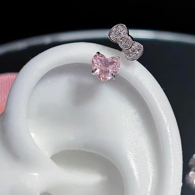 Милые серьги в форме сердца с бантом и косточкой для ушей, изящные серьги для женщин и девочек, легкие роскошные изысканные серьги, ювелирные аксессуары, подарки