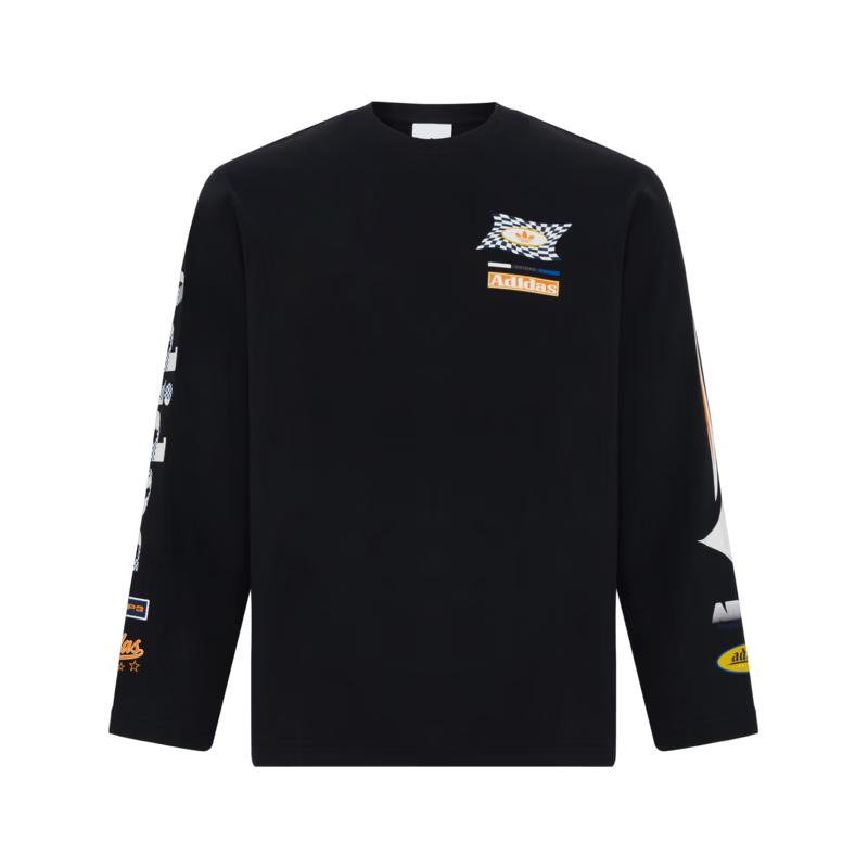 adidas Мужская хлопковая футболка с длинным рукавом в гоночном стиле Originals