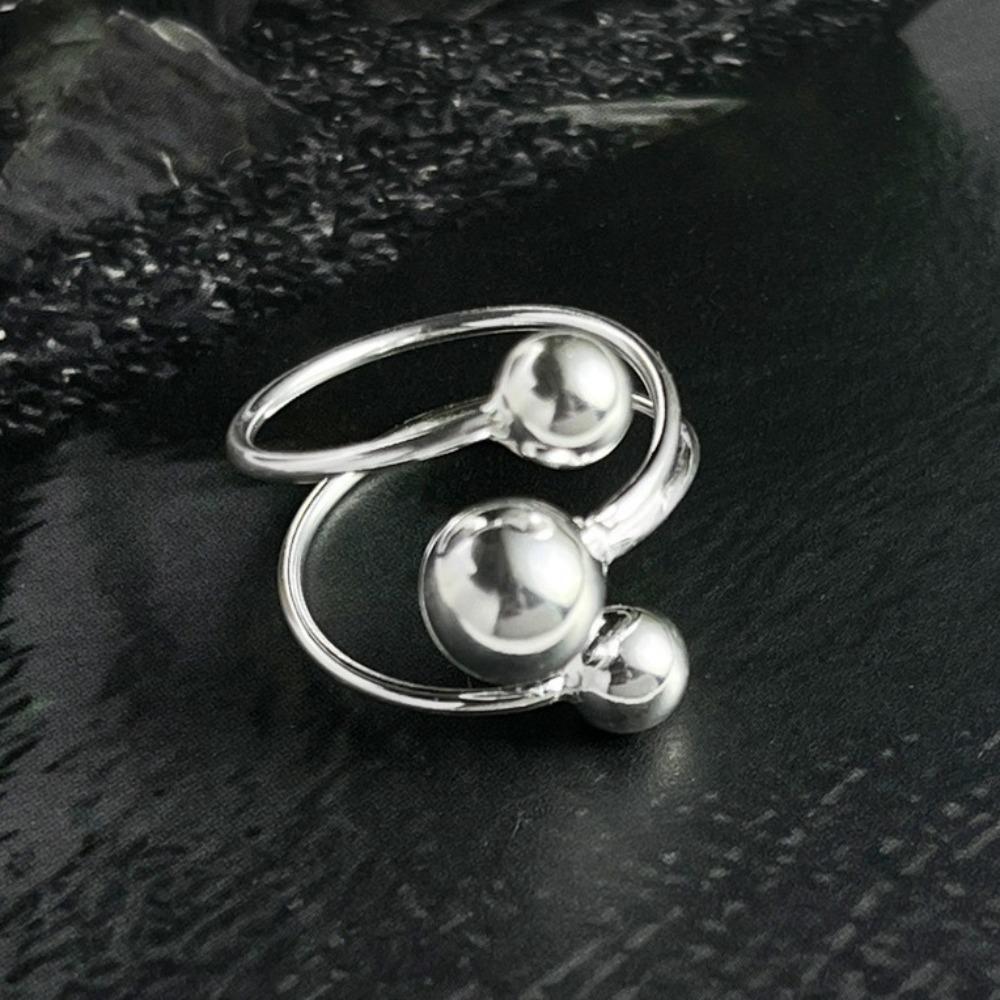 All-Match Irregular Planet Ring Ball Shape Finger Opening Ring Jewelry Gift Metal Ball Ring  Women
