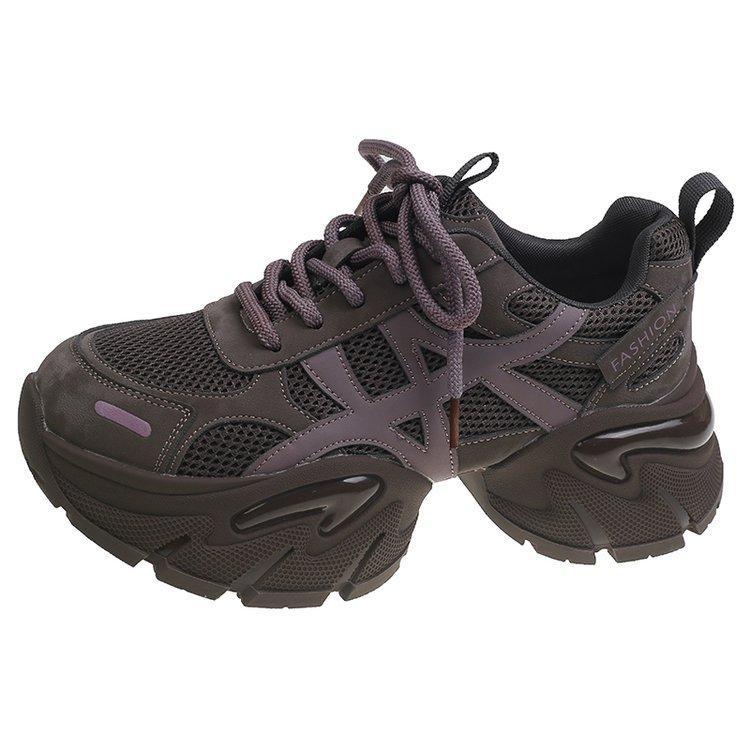 Кожаные кроссовки на толстой подошве с узкой талией, женские, 2025 год, осенние новинки, маленькие, с увеличением роста на 6 см, цветные, спортивные и повседневные