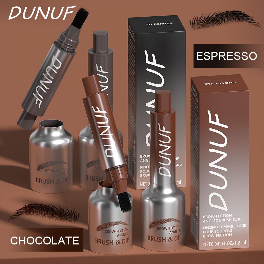 DUNUF 3D Dye Eyebrow Pencil Anti-smudge Waterproof Long Lasting Black Brown Large Brush Natural Wild Eyebrow Enhancers Cream