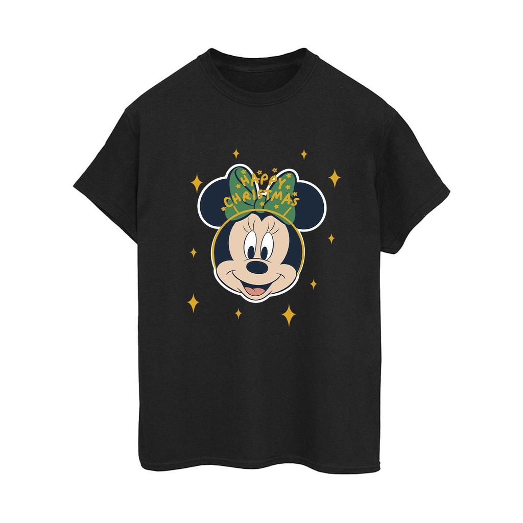 Disney Womens/Ladies Minnie Mouse Happy Christmas Cotton Boyfriend T-Shirt