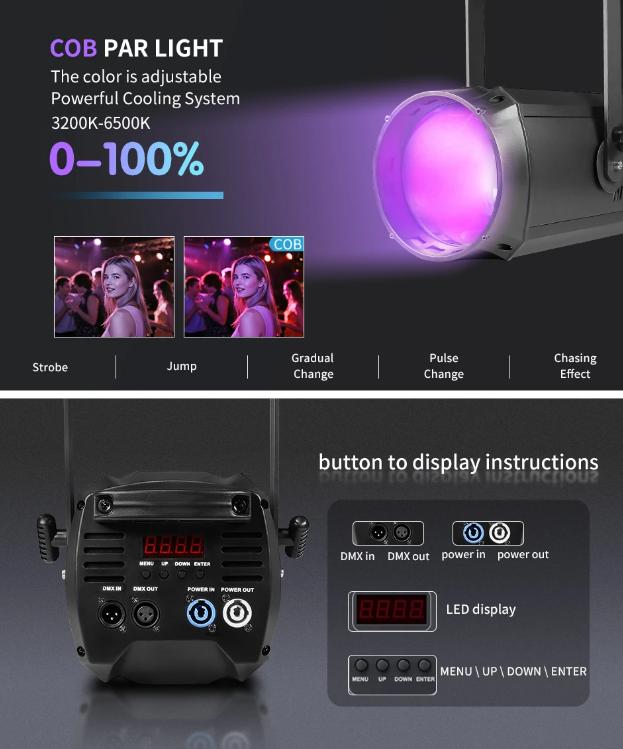 300w zoom COB Cool+Warm White LED Zoom Par COB Lighting For Party Nightclub Church Wedding Light.