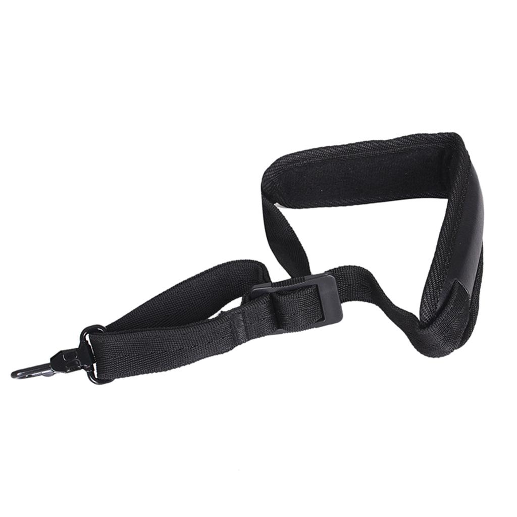 Saxophone PU Leather Neck Strap with Thick Soft Padded Adjustable Buckle Black Hook for Baritone Alto Tenor Soprano Sax