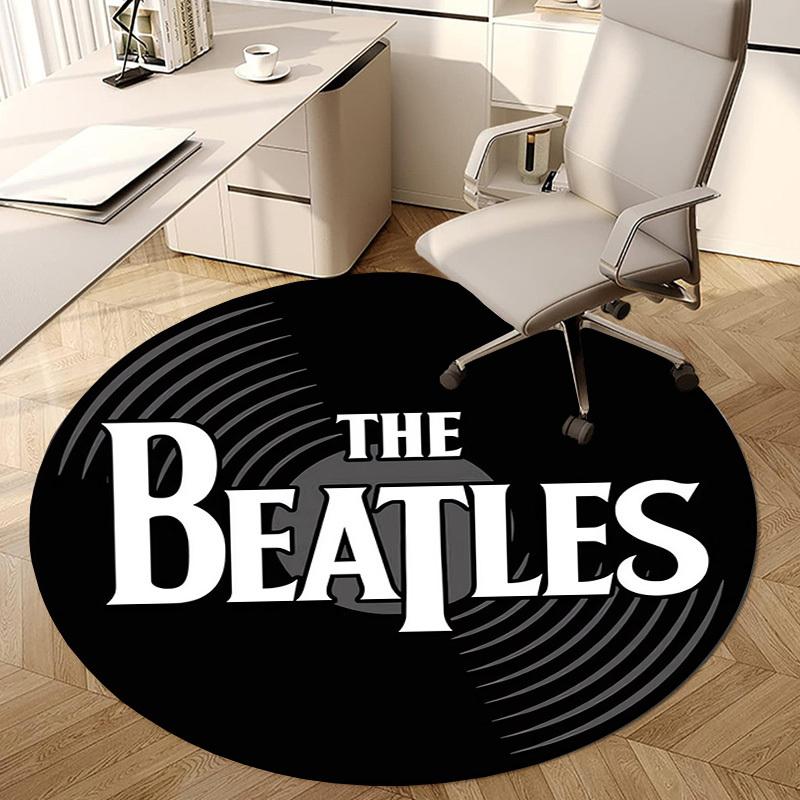1 шт. Круглый ковер с логотипом The Beatles, Изготовлен из полиэстера, Идеально подходит для украшения офисных кресел, гостиных, Яркий декоративный ковер