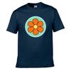 Retro Groovy Orange Flower Circle shortsleeved Tshirt