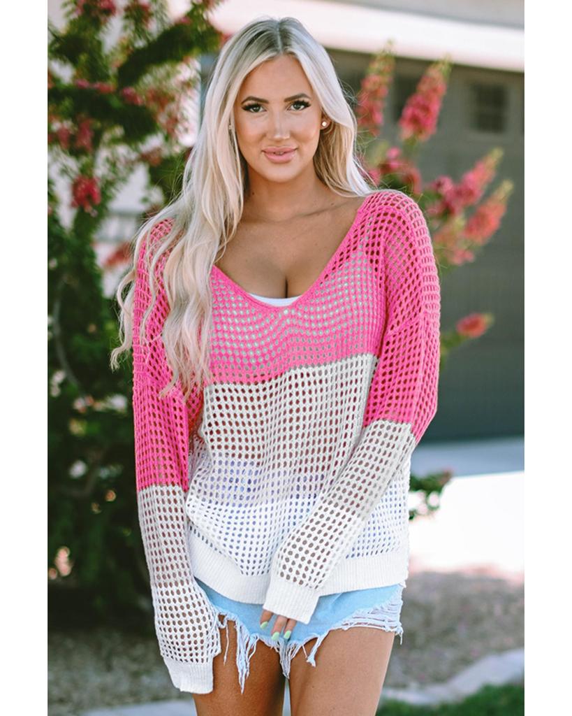 Azura Exchange Трикотажный топ с цветными люверсами и длинными рукавами