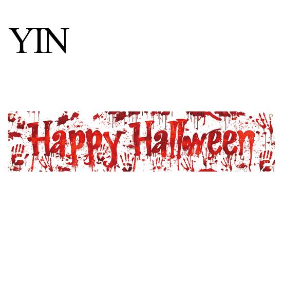 Spooky Backdrop for Home Large Happy Halloween Banner Outside, 70 x 15 Inch Yard Sign Reusable Flag, Welcome Garden Fence Party Decoration Front Porch