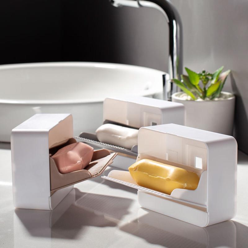 Креативная настенная коробка для мыла с крышкой, двойная решетка, стойка для слива мыла, держатель для мыла в ванной, аксессуары для ванной комнаты