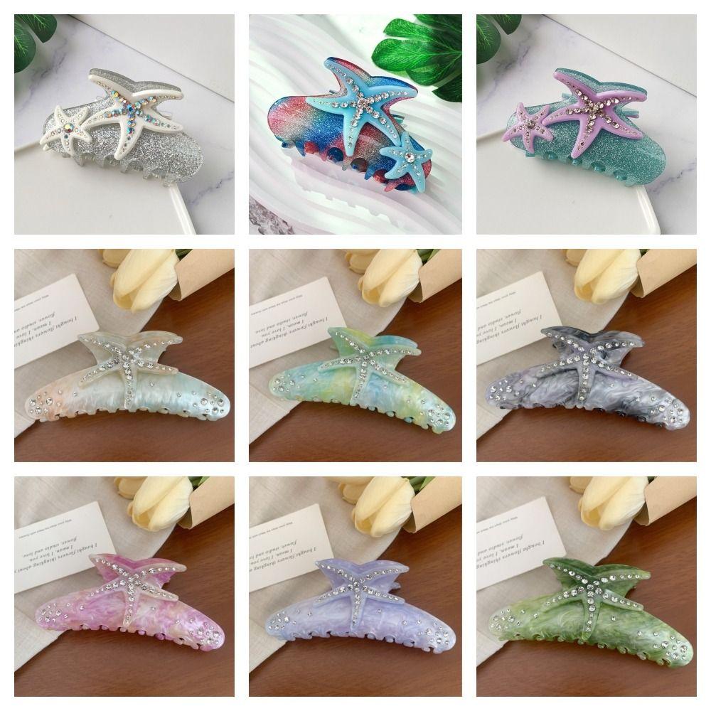 Acetic Acid Starfish Hair Grab Clip Korean Style Large Shark Clip Sweet Acetate Hair Claw  Daily