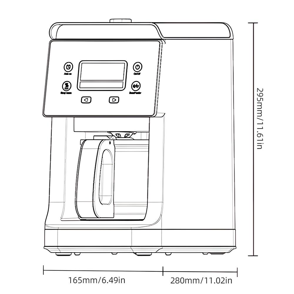 Капельная кофеварка, американская кофемашина на 5–10 чашек со встроенной кофемолкой, резервуар для воды на 780 мл, сохраняет тепло
