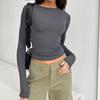 Женские повседневные футболки с длинными рукавами, весна-осень, однотонные приталенные пуловеры, футболки, женские уличные футболки, топы, повседневные