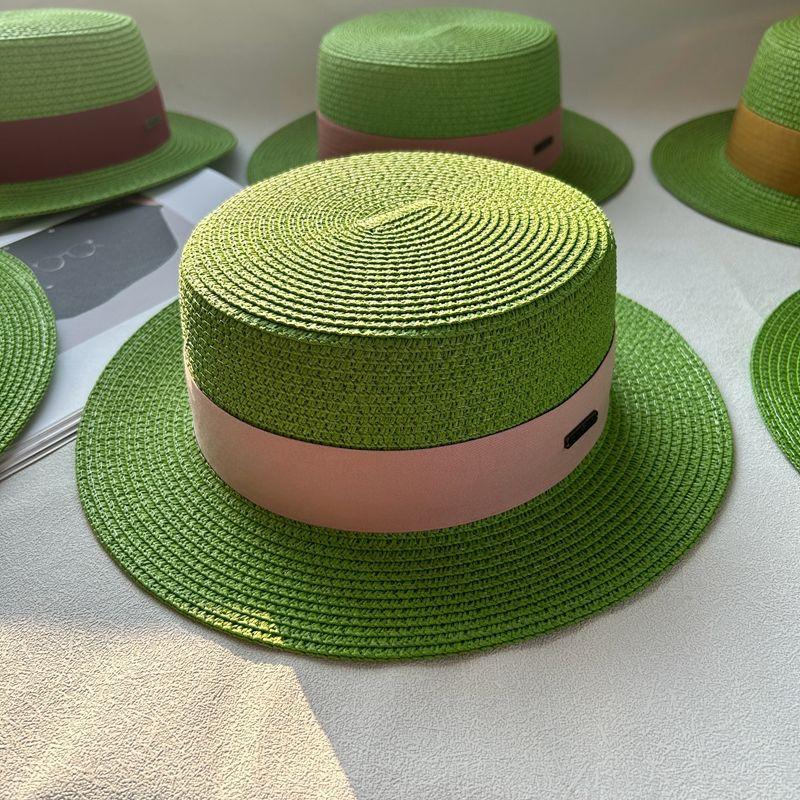 New hat women's spring and summer flat top top hat adjustable French British sunshade sunscreen travel versatile seaside