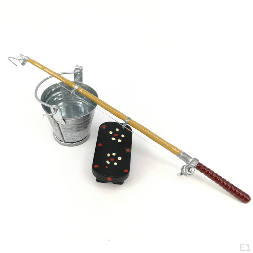 1:12-масштабный кукольный домик, миниатюрное ведро + скамейка для удочки