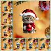 Decorative Christmas Cat Ornaments 2D Cat Hanging Decoration  Festival