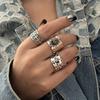 3 шт. геометрические винтажные кольца со стразами, широкие боковые женские украшения для пальцев, панк-металлическое открытое кольцо для женщин