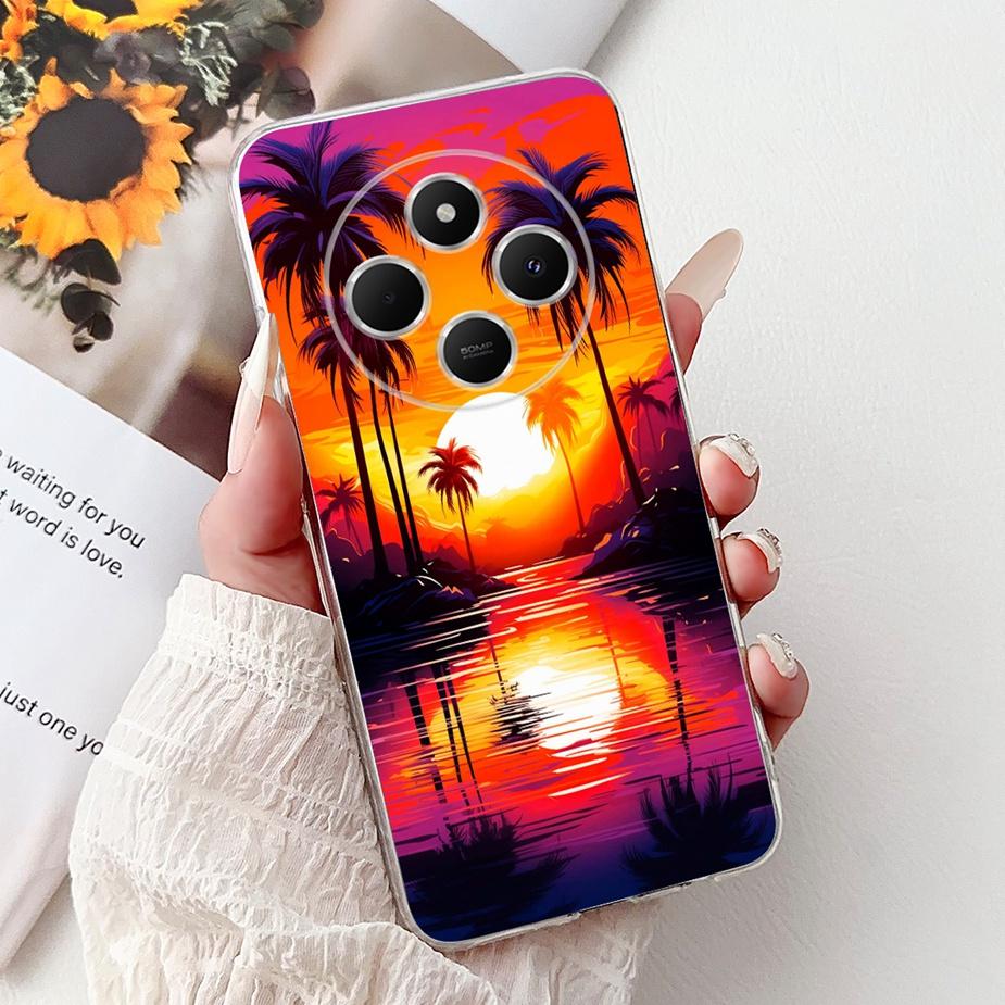 Чехол для Xiaomi Redmi 14C PocoC75 Счастливой Рыбой Милым Котом Узор Мягкий Тонкий Чехол для Телефона Для Xiaomi Poco C75 C 75 Redmi14C