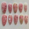 Three-dimensional Lines Flower Gradual Change Bow Sweet Powder Flash Diamond Pearl Removable Manicure 24 Pieces