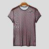 INCERUN Men Short Sleeve Mesh Sheer Print Party Club T-shirts Tee