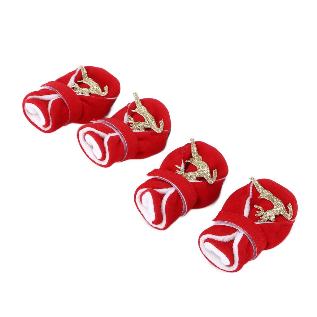 4pcs Dog Warm Shoes Cute Comfortable Warm Christmas Dog Winter Boots for Small Medium Dogs