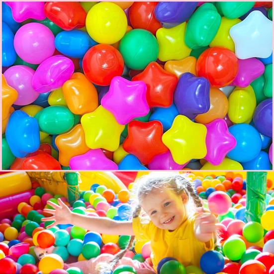 100Pcs Ocean Ball Pit Balls Safe Star Balls for Playrooms Sensory Perception Toys