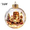 LED Hanging Christmas Decor 3D Animal Faux Crystal Ball Ornament, Lighted Acrylic Holiday Atmosphere Table with Hedgehog Penguin Panda, Tree Pendant,