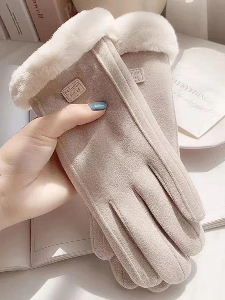 2025 1 пара Женские осенне-зимние теплые перчатки с возможностью сенсорного управления, с подкладкой и утолщенные, для защиты от ветра и холода