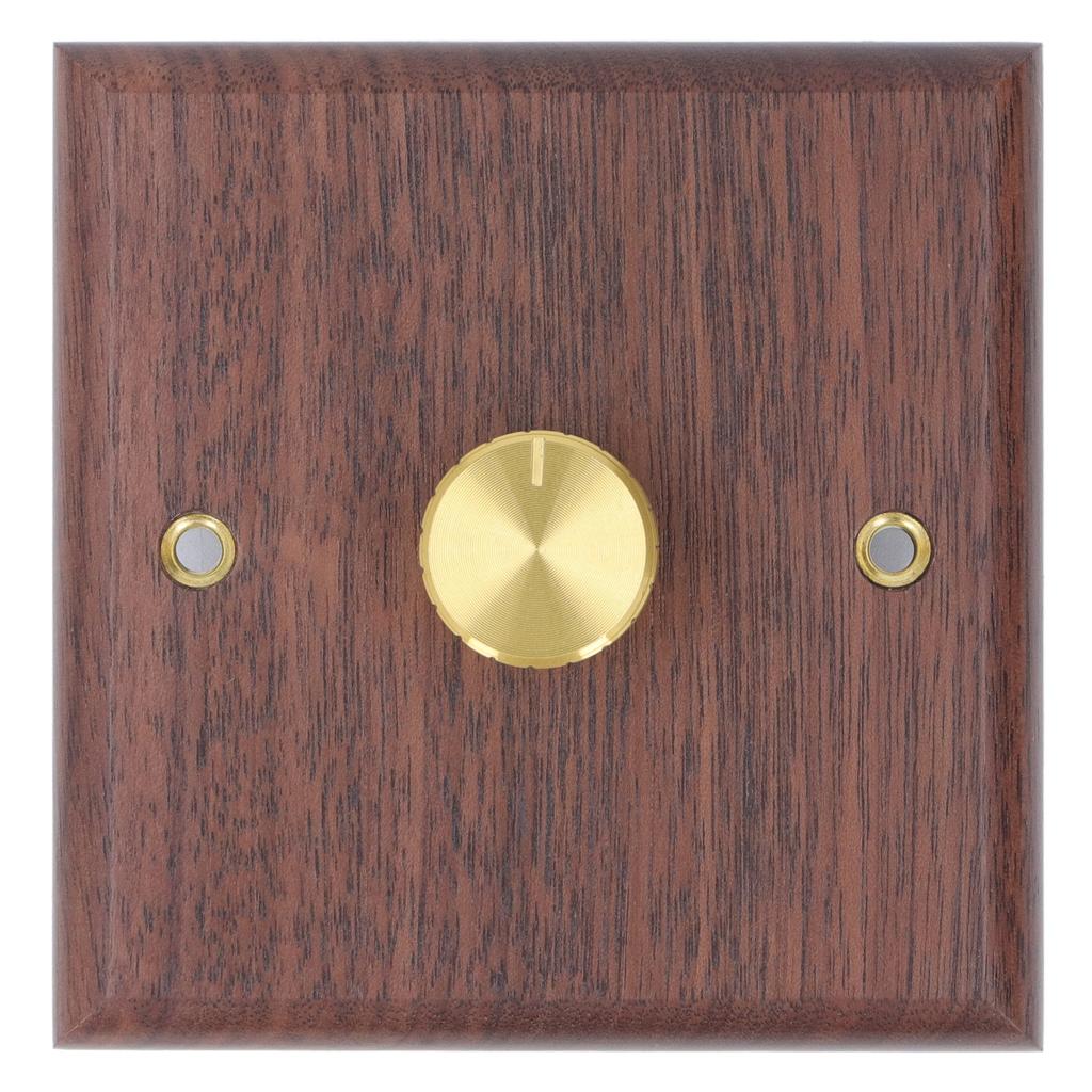 Диммерный выключатель с латунной ручкой, дерево черного ореха, поворотный диммер для домашнего освещения, 200–250 В