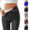 Women's High Waist Casual Pants Solid Color Fleece Thermal Leggings Winter Long Fleece Trousers Plush Running