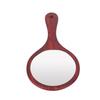 Vintage Handheld Mirror Wooden Handle Hanging Hole Makeup Hairdressing Mirror for Household Red