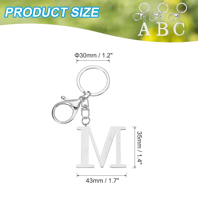[PATIKIL] брелок с первой буквой алфавита A-Z Брелок с инициалом Милый металлический брелок с алфавитом ключ сумка для рюкзака Серебристый (M)