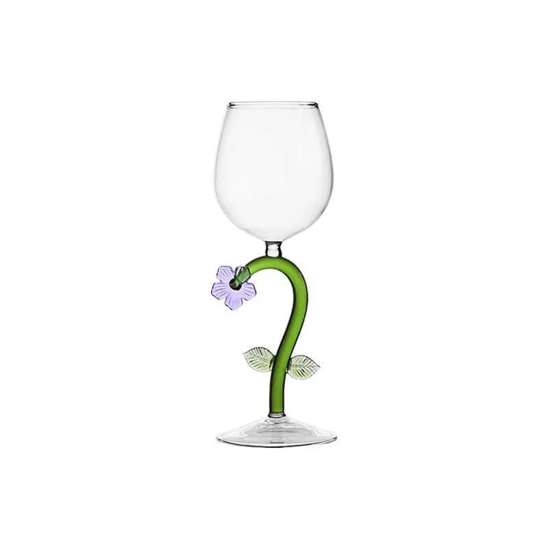 Plant Goblet Crystal Glass Creative Wedding Party Glassware Wine Tasting Glasses Flower CLASSIC BURGUNDY Bordeaux Champagne Cup