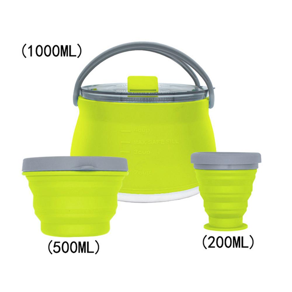 3/4/5 шт. Силиконовый складной чайник для кемпинга, кипящая вода, герметичная чашка для чая, кофе, кружка, посуда для отдыха на открытом воздухе, термостойкая.