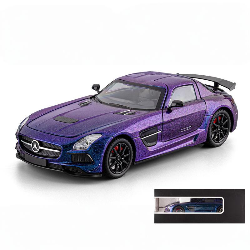 1/24 Benz SLS Amg Суперспортивный автомобиль Сплав Литая модель Металлическая машина Звук и свет Инерционная Коллекция Хобби Украшения День рождения