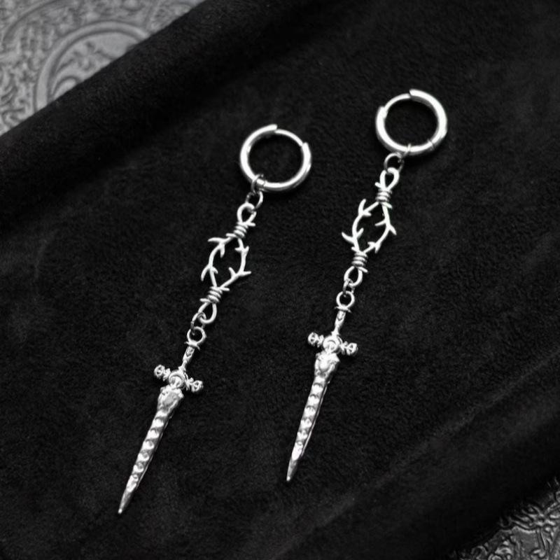 Gothic Vintage Barbed Cross Sword Earrings For Women Fashion Cool Punk Rock Party Jewelry Accessories Gift