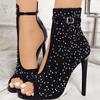 Women Pumps Crystal High Heels Design Sexy Gladiator Thin Heels Rhinestone Buckle Strap Party Shoes