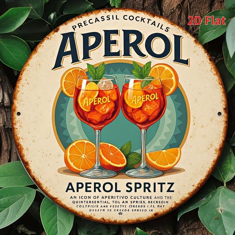D Flat pc Vintage Tin Sign Aperol Spritz Gun Round Logo x Inch (xcm) Aluminum Wall Art Plate for Italian Liquor