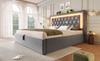 Upholstered bed 180x200 cm velvet with LED diamond strip, USB & Type-C charging station, storage, slatted frame, grey (without mattress)