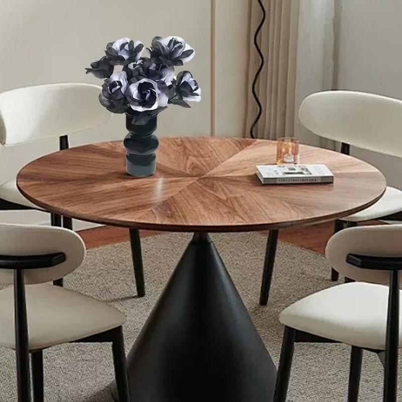 2 шт. 5 головок 34 см Хэллоуин Декор Реалистичный Букет Искусственных Цветов Готический Черно-белый Искусственные Цветы Розы Ветка