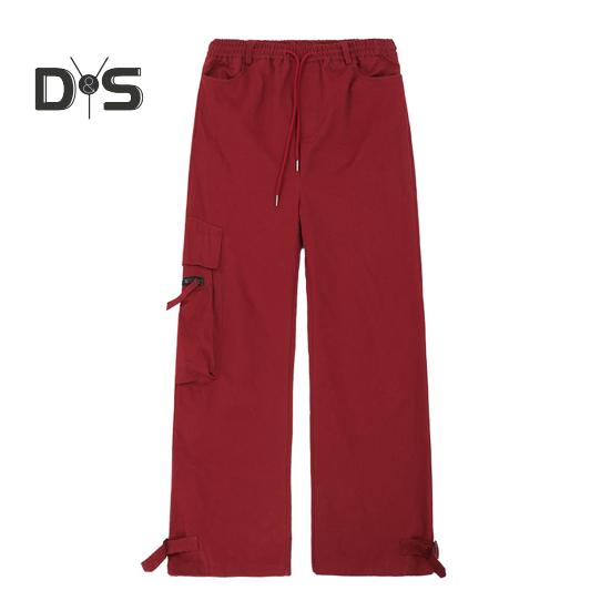 Мужские брюки-карго с большим карманом в стиле хип-хоп, широкие свободные винтажные брюки с эластичной резинкой на талии, длинные брюки с глубоким шаговым швом