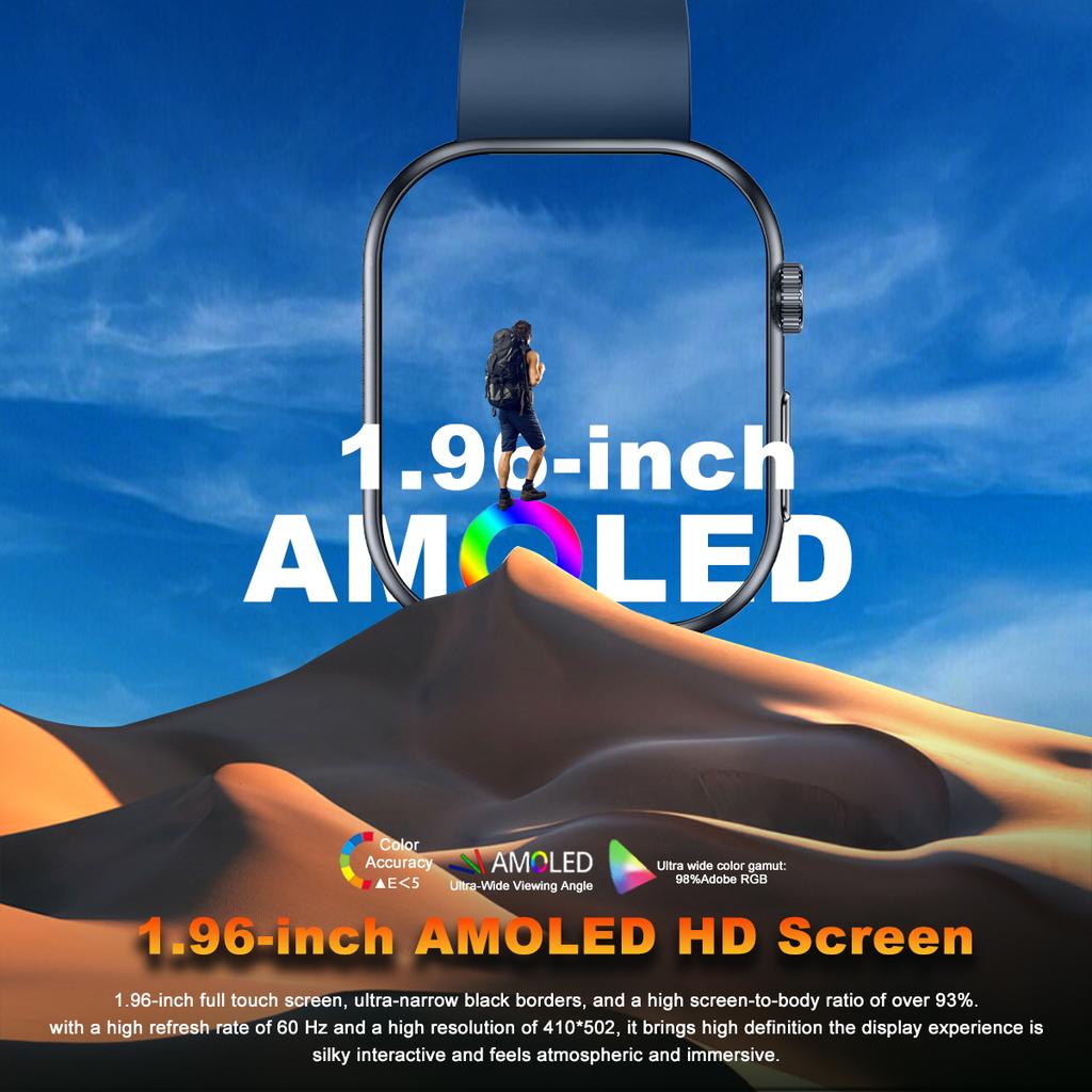 SACOSDING Женские умные часы с экраном Amoled для мужчин, для активного отдыха, Bluetooth, для звонков, ЭКГ, для мониторинга здоровья, для спорта, фитнес-трекера, умные часы