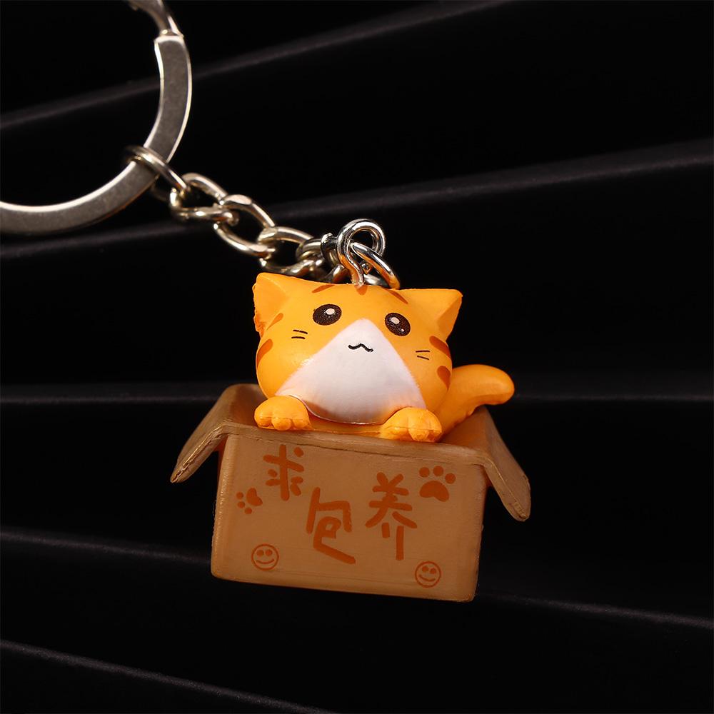 Creative Little Cat Personality Ornaments Resin Key Ring For Men Women Bag Charm Pendant Keychain
